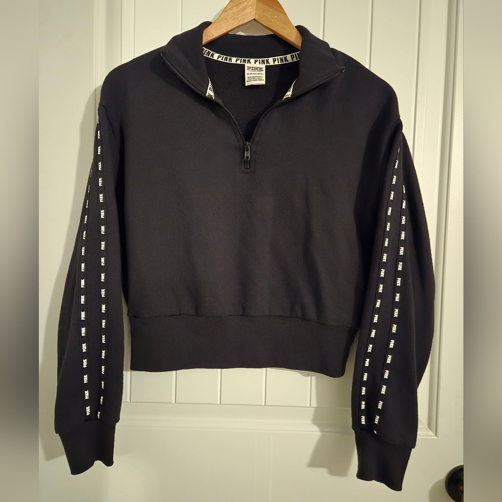PINK Black Quarter-Zip Sweatshirt